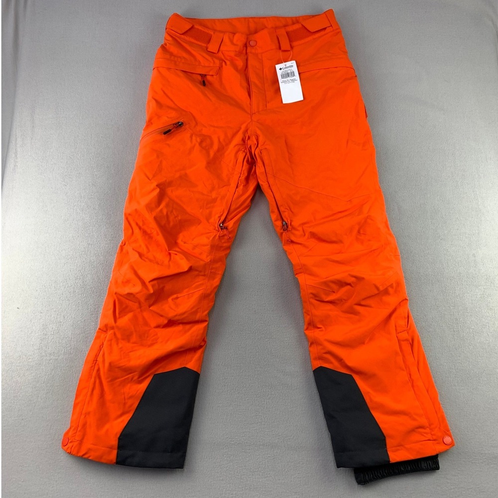 Columbia Kick Turn II Ski Pants Mens Medium Orange Omni-Heat Infinity Insulated